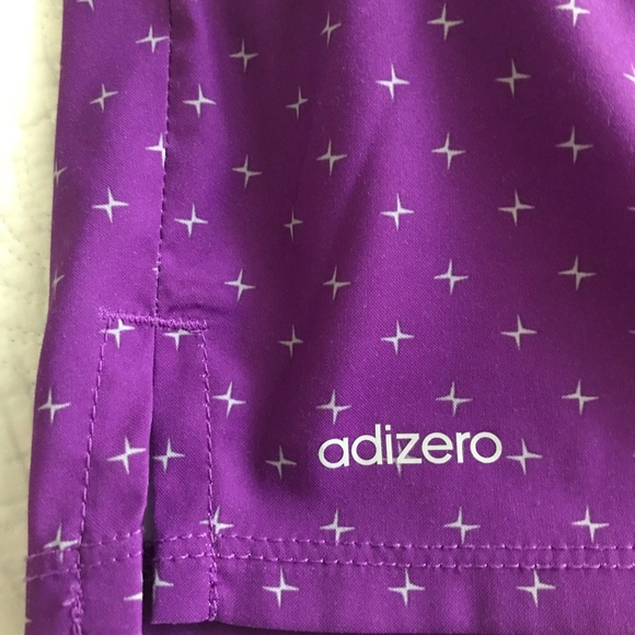 Adidas Purple Shorts with White Stars Side Vents - Picture 5 of 6